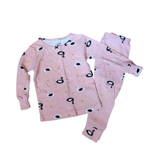 Carter's Girl's Cotton Long Sleeve Swan Pajamas Size 18 months Pink Black White